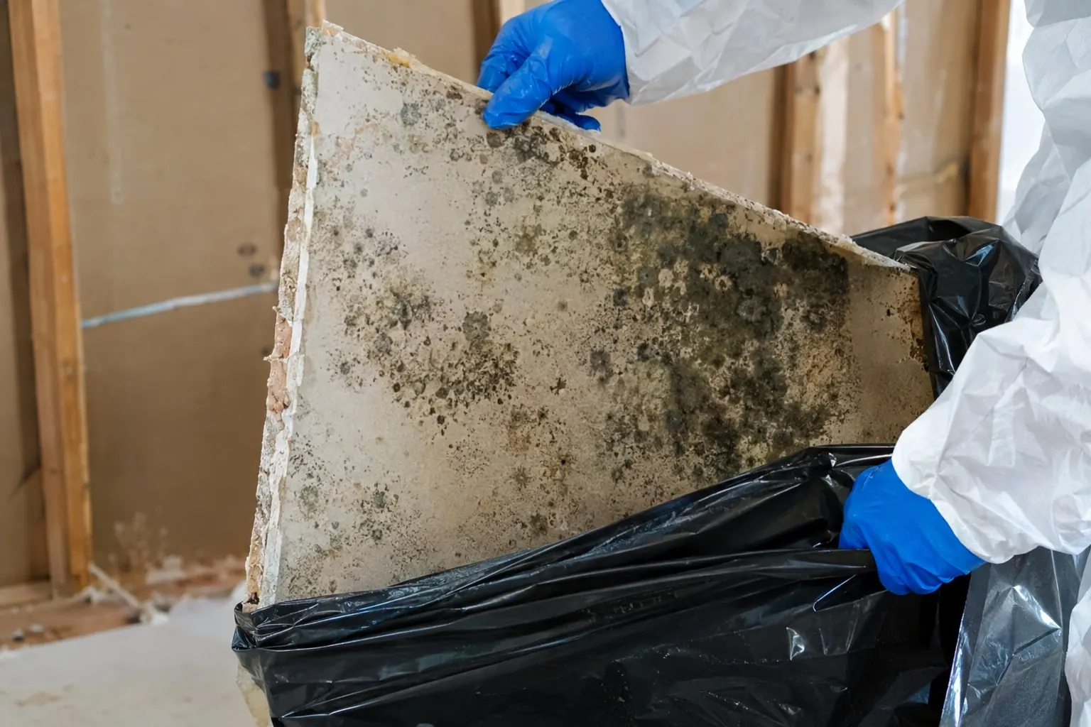 Bagging affected drywall